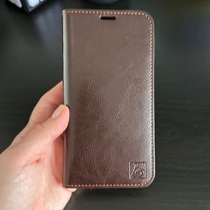 iPhone 13 leather wallet case - brown